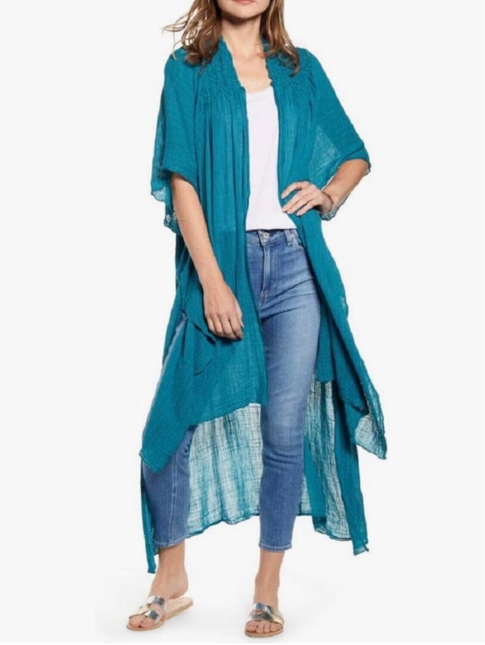 NWT Free People One Angelica Kimono in Ivory size M/L